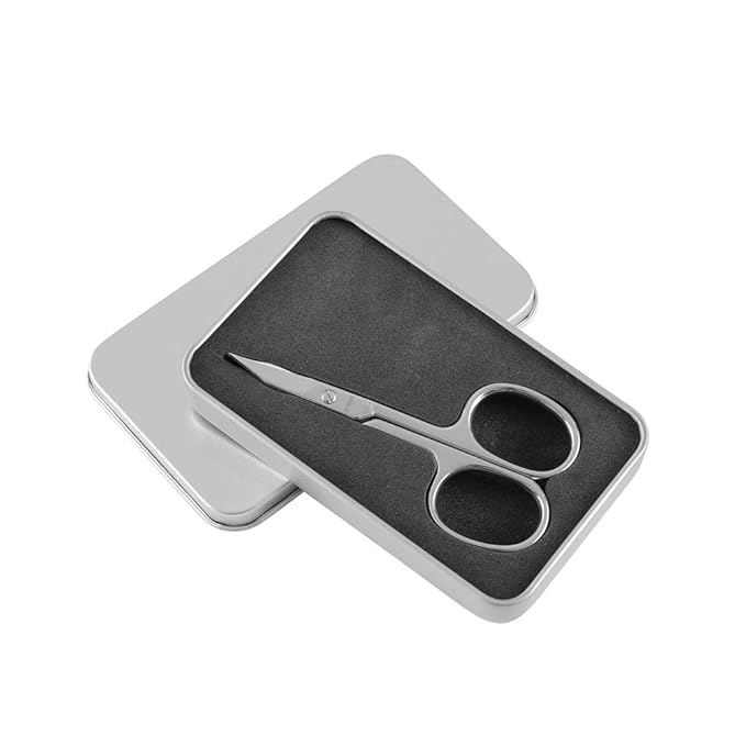 LIVINGO Premium Manicure Nail Scissors Multi-purpose Stainless Steel Cuticle Pedicure Beauty Grooming Kit for Eyebrow, Eyelash, Dry Skin Curved Blade 3.5 inch