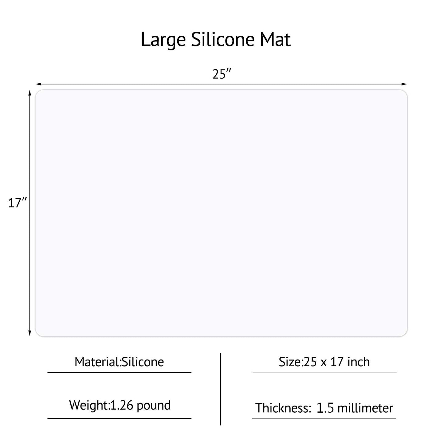 Gartful Silicone Mats for Kitchen Counter, Thicker 0.06", 25 x 17 inches Multipurpose Table Mat, Silicone Pad Desk Work Mat, Nonstick Nonskid Heat-Resistant Pad, Placemat, Semitransparent