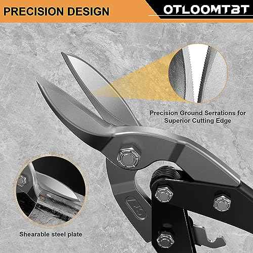 10 Inch Aviation Straight Cut Tin Snips, Chromium Vanadium Steel for Effortless Cutting - Industrial Sheet Heavy Duty Metal Cutter Shears for Cutting Sheet Metal