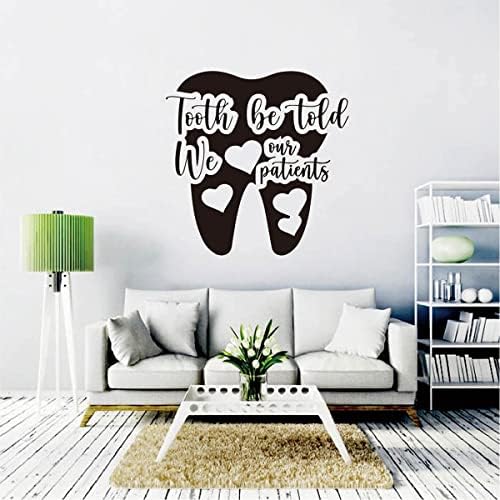 Tooth Be Told We Love Our Patients Quote Decal Dental Office Waiting Room Gift for Dentists Removable Vinyl Wall Sticker BD849 (M 15x15inch, Black)