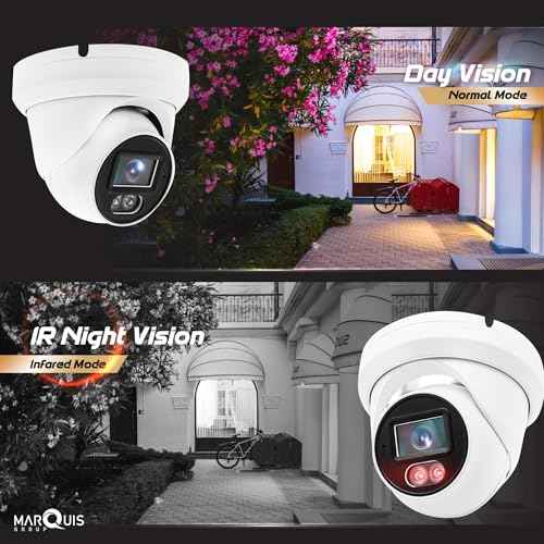 Marquis 4MP PoE IP Turret Dome Camera with Microphone/Audio, IP Security Camera Outdoor Rated, Waterproof IP66, 108¡Æ Wide Angle 2.8mm Lens (Regular IR)