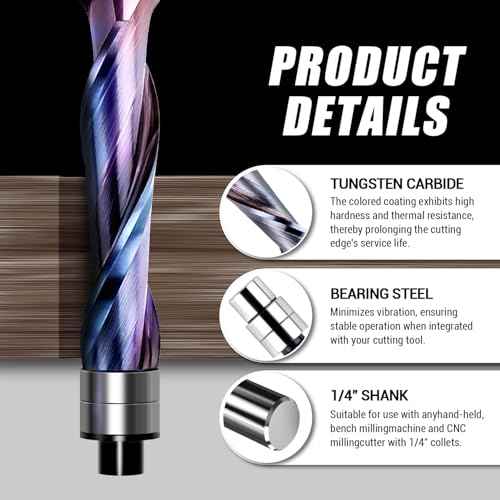 Compression-Cut Spiral Flush Trim Router Bit for Wood 1/4" Shank Solid Carbide CNC Woodworking Tool Precision Cutting, Edge Trimming, Flush Cut, Router Bit Set