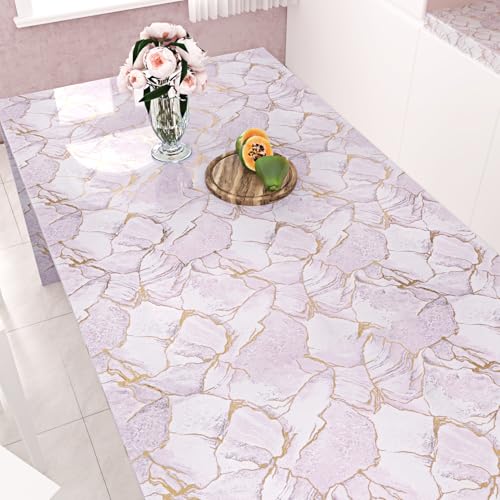 Purple Gold Marble Contact Paper Peel and Stick Countertops 15.7"¡¿78.7" Gold Pink Marble Wallpaper Self Adhesive Waterproof Contact Paper for Bathroom Kitchen Backsplash Cabinet Table Liner