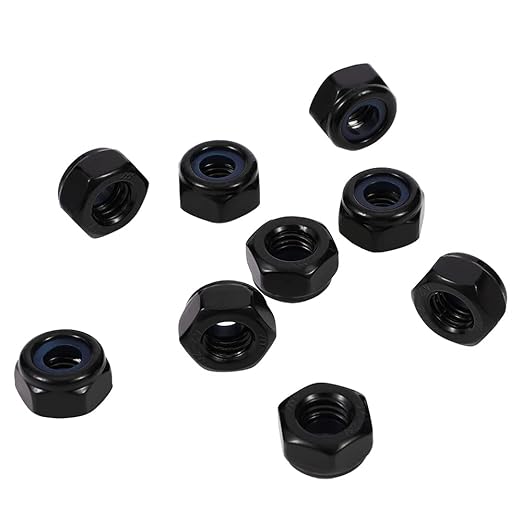 MewuDecor #6-32 Nylon Insert Hex Lock Nuts Locknuts, 304 Stainless Steel 18-8, Black Oxide, 50 PCS