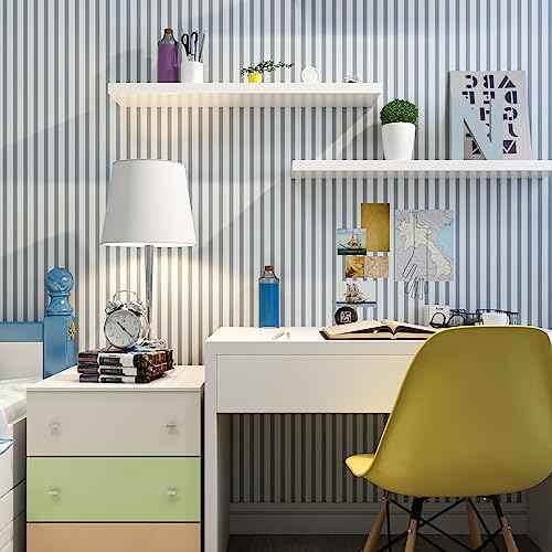 Cohoo Home Striped Peel and Stick Wallpaper Boho Contact Paper for Cabinets Grey and White Stripe Contact Paper Line Modern Wallpaper for Bedroom Self-Adhesive Removable Boy Room Shelf 17.3inW 78.7inL