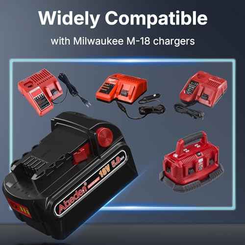 Abeden 18v Battery 2Packs Replacement for Milwaukee M18 Battery 5000mh,High-Capacity Batteries Compaitble with Milwaukee Tools and Charger Black