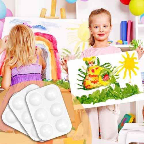 Paint Tray Palettes Plastic Paint Pallets for Kids or Students Watercolor Palette Painting Tray for Painting Party, DIY Craft and Art Painting (50)