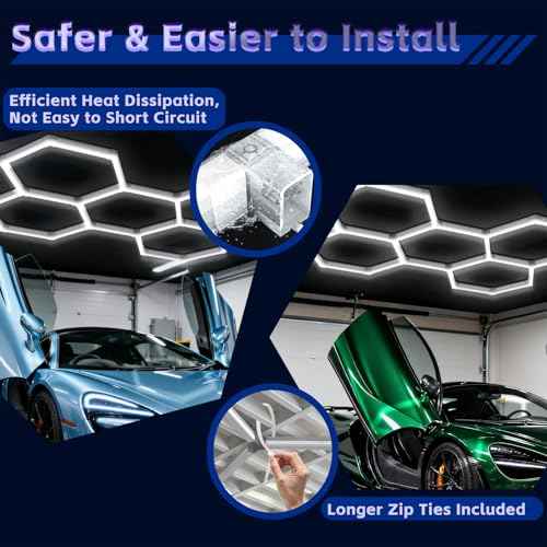 Hexagon Lights Garage LED System 5 Grid, 168W 20160LM Super Bright Hexagon Garage Lights for Workshop, Car Detailing, Basement, Warehouse, Gym ? Easy Install Honeycomb Design
