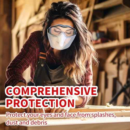 JILERWEAR Grinding Face Shields with Anti-Fog &Scratch-Resistant Coating-ANSI Z87.1 Certified Full Face Protection for Work (Goggles + Shield)
