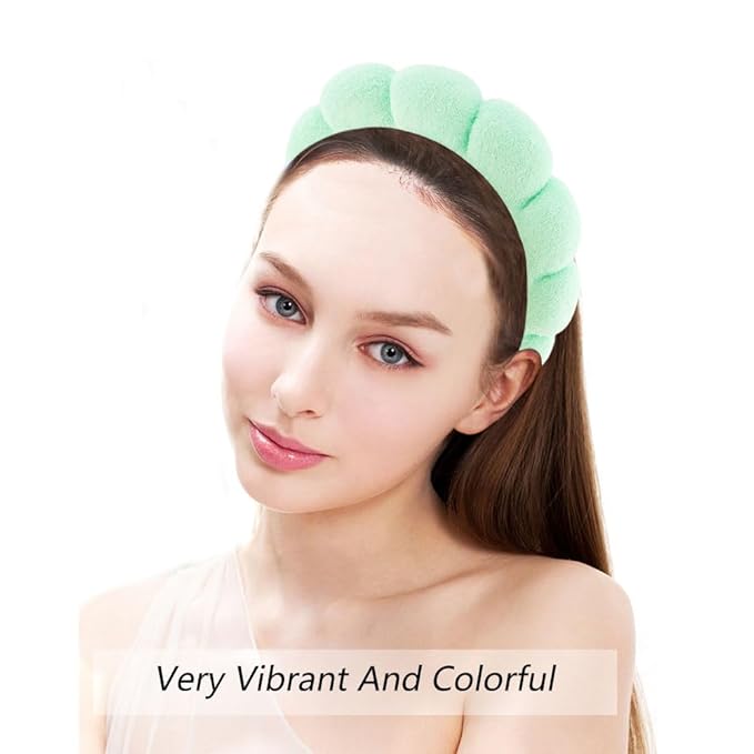SPA Headbands for Washing Face Makeup Headbands with Bow Hair Band Women Facial Head Band Wrist Towel Wraps For Shower Face Mask Black Green, 6 Pack