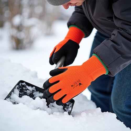 G & F Products Winter Gloves for outdoor cold weather Double Coated Windproof texured Plam and Fingers Acrylic Terry inner keep hands warm at -58F, 12 Pairs X-Large 1528XL, Orange (1528XL-DZ)