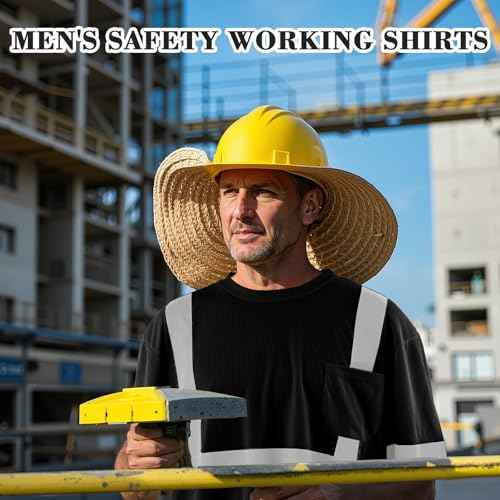 Amylove 4 Pcs Reflective Safety T Shirt High Visibility Work Shirts Sun Protection Construction