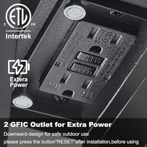 Porch Light with GFCI Outlet: Motion Sensor Porch Lights Outdoor with Remote Control Dusk to Dawn Exterior Lighting Fixtures Black Modern Outdoor Wall Lights for House Garage Patio Front Door