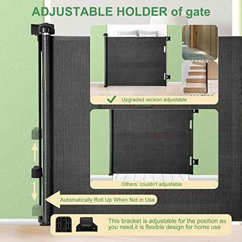Upgraded Retractable Baby Gate, Extra Wide Safety Kids or Pets Gate, 33¡± Tall, Extends to 71¡± Wide, Mesh Safety Dog Gate for Stairs, Indoor, Outdoor, Doorways, Hallways(33¡±x71¡±, Black)