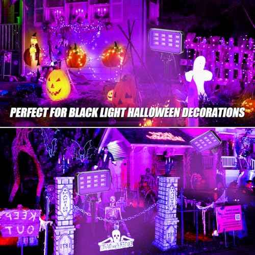 30W Halloween Black Light Spotlight Outdoor High Power LED Outdoor Black Light Spot Lights IP66 Waterproof Blacklight Spotlight 395nm Blacklight Spot Lights with Plug for Glow Party (2 Pack)
