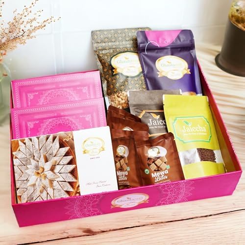 Ghasitaram Gifts Jaiccha Ghasitaram Big Hamper Basket of 12 Best Goodies |Diwali,Holi,Valentine,Birthday,Anniversary,Gift for Her,Him,Mothers Day,Fathers Day|