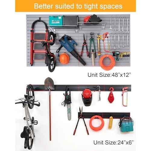 Garage Tool Organizer Wall Mount Slat Wall Paneling Yard Tool Storage for Garage, Bike Storage Rack