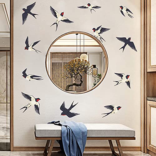 Flock of Birds Wall Decal Removable DIY Flying Sparrow Birds Wall Stickers Peel and Stick Wall Sticker Art Decor for Living Room Bedroom Playroom Office Classroom Window Decorations