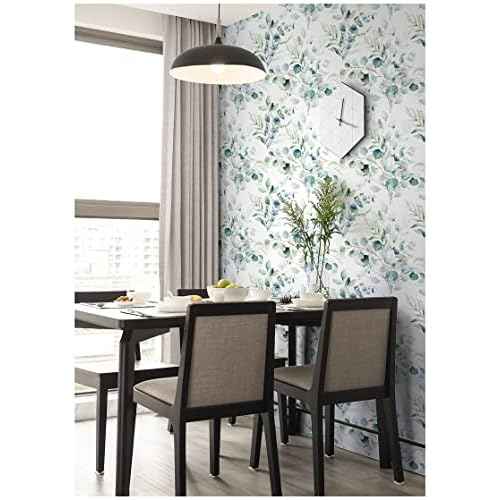 Floralplus Peel and Stick Wallpaper Boho Eucalyptus Leaf Wallpaper for Bathroom Renter Friendly Removable Wallpapers Stick On Contact Paper for Bedroom Home Decor 17.5 x118 in
