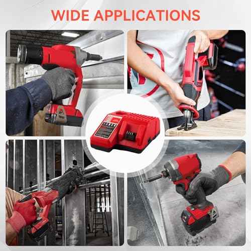 18V 6.0Ah Replacement for Milwaukee M18 Battery and 48-11-1840 Charger Combo (Not Made in Milwaukee)