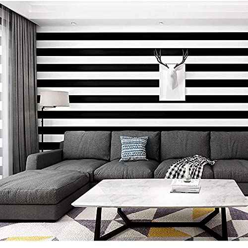 Guvana Stripe Black and White Peel and Stick Wallpaper Self-Adhesive Wallpaper 118"x17.7" Removable Contact Paper Waterproof Wall Paper Decorative Wall Covering Cabinets Shelves Drawer Liner Vinyl