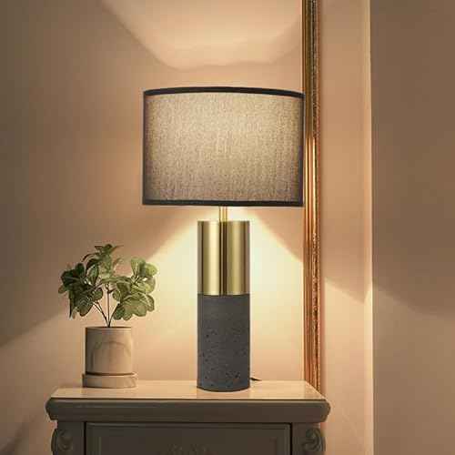 24" Tall Black Gold Set of 2 Nature Concrete Touch Control Table Lamps - 3-Way Dimmable Contemporary Modern Bedside Nightstand for Large End Table Living Room - Bulb Included