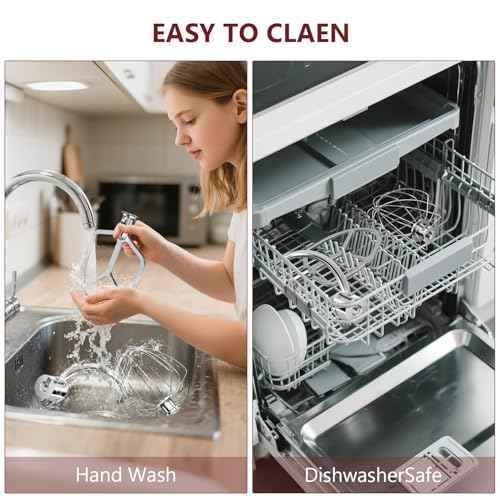 Stainless Steel Attachments 3-Piece for KitchenAid 5.5-6 QT Bowl-Lift Stand Mixer and Mixing Bowl,Includes Wire Whisk, Flat Beater, Dough Hook,Dishwasher Safe and Heavy Duty