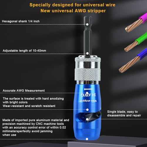 2025 Upgraded Wire Stripper for Drill (14-12-10-8-6 AWG) - Electric Universal Wire Stripper Tool for Drill, Includes 5 Pcs Wire Strippers, 2 Pcs Wire Twisters, 5 Pcs Wire Nuts£¬3 Connector And a Buckle
