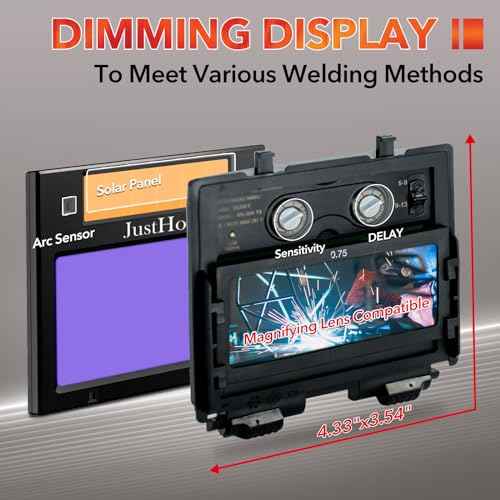 Welding Helmet Auto Darkening Welding Hood True Color Solar Powered Welding Mask 1/1/1/1 Optical Clarity Weld Helmet Wide Shade 5-9/9-13 with 4 Arc Sensor Welding Helmets for Men (JH-BJ05)