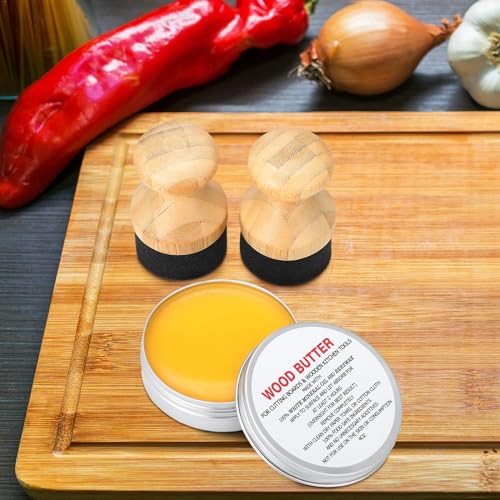 3 Pcs Cutting Board Oil 4 oz Applicator Wood Cutting Board Oil Wax with Brush for Butcher Block and Wooden Kitchen Tools
