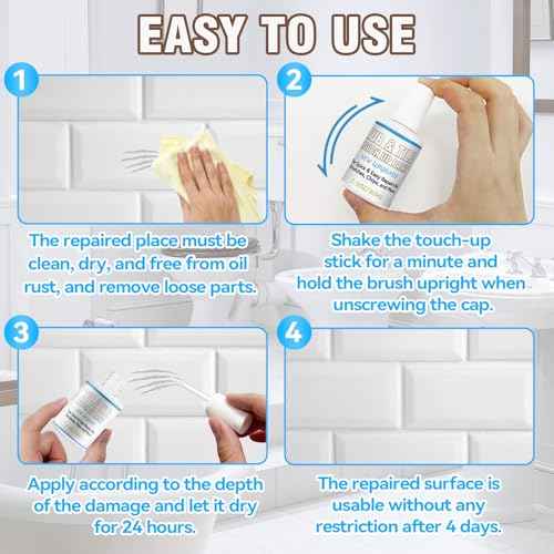 Tub and Tile Paint, 1.5 OZ High-Gloss White Touch Up Paint Pen for Bathtub, Quick-Dry Porcelain Repair Kit for Scratches & Chips on Tubs, Tiles, Enamel, Sinks, Toilets, Porcelain, Acrylic and Cast Iron