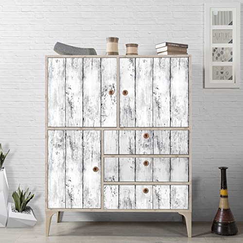 White Grey Wood Peel and Stick Wallpaper Shiplap Contact Paper 17.7inch x 196.8inch White Wood Plank Wallpaper Peel and Stick Rustic Self Adhesive Decorative Contact Paper for Kitchen Bathroom Vinyl