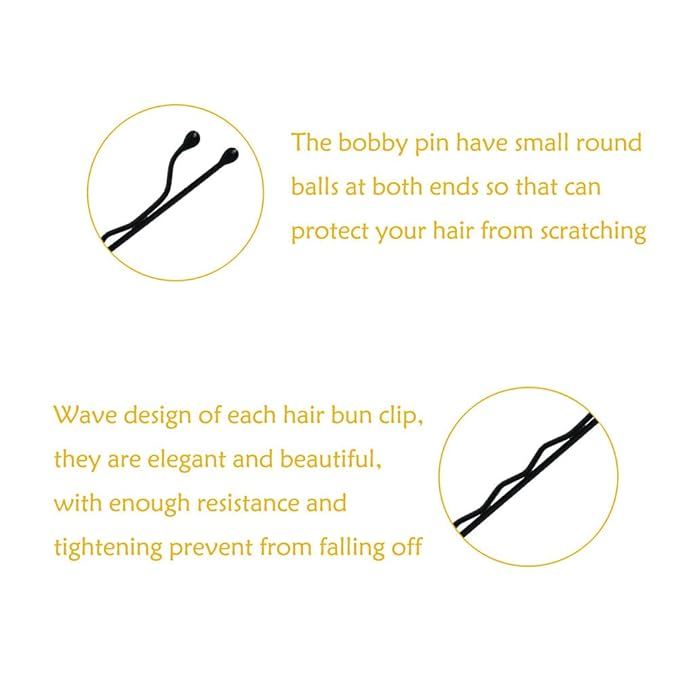 YINGFENG 220 Count Mini Wavy 1.38 Inch bobby pins black with Storage Box, Suitable for All Hair Types, Hair Clips for Kids, Girls and Women