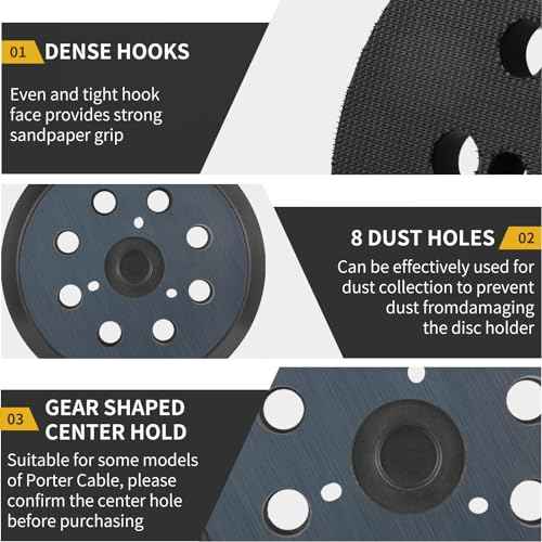 5 Inch 8 Hole Orbital Sander Replacement Pad for Porter Cable 343 343k 343VSK 390 390K 382 Random Orbit Sanders - Hook and Loop Sanding Pad Parts