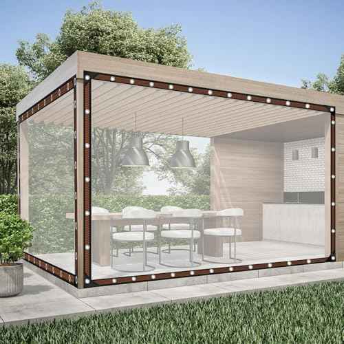 ZYP 2PCS 8x16 FT Heavy Duty Clear Waterproof Tarps Outdoor Garden Rainproof Covering,Clear Vinyl Tarp with Grommets,Transparent Waterproof Tarpaulin for Covering Henhouse Porch Canopy Plant Camping