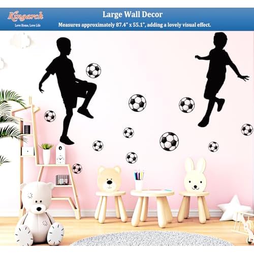 Soccer Players Wall Decals Peel and Stick, Football Sport Silhouette Vinyl Removable Wall Stickers & Murals, Wall Art Decor for Children¡¯s Baby Boys Bedroom Nursery Classroom Playroom
