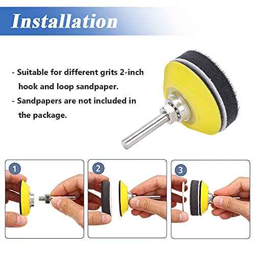 Mesee 2 Packs 2 Inch Hook & Loop Sanding Backing Pads with Soft Foam Layer Buffering Pad, 1/4 inch Shank Sanding Discs Pad Adapter Replacement Kit for Air Die Grinder Sander Rotary Tool