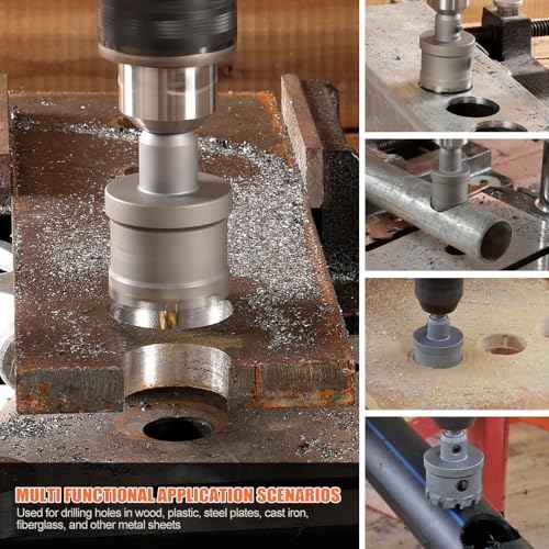Carbide Hole Saw Kit for Metal, 17PCS (9/16" - 2 1/8") Tungsten Hole Saw with M2 High-Speed Steel Step Drill Bit, Carbide Hole Cutter Drill Bits Set for Metal, Stainless Steel, Wood, Iron, Plastic