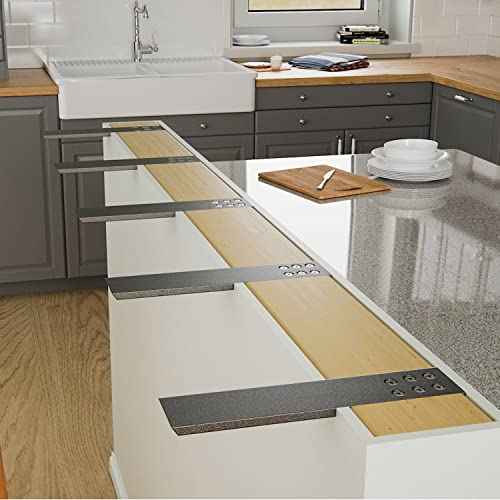 Countertop Support Bracket 4 Pack 14" Lx 2.5" W Hidden Black Knee Wall Support Countertop Bracket 3/8" Thick Heavy Duty for Quartz/Granite/Wood/Concret Countertops Screws Included