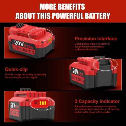 energup 20V 6.5Ah Replace for Craftsman 20V Battery V20 Lithium Battery for CMCB205 CMCB204 CMCB206 CMCB202 CMCB201 for 20V Craftsman Outdoor Power Tools
