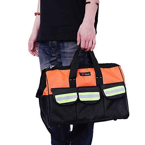 ZOJO Reflective Tool Bags For Men & Women 16 inch Wide Mouth (Large, Orange)