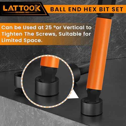 Ball End Hex Head Allen Wrench Drill Bit Set with T Handle Ratchet Driver, 24PCS Metric & SAE Ball End Hex Bit Set Allen Key Bit Set Hex Key Drill Bit Set with T Handle, S2 Steel, 2.5'' Long