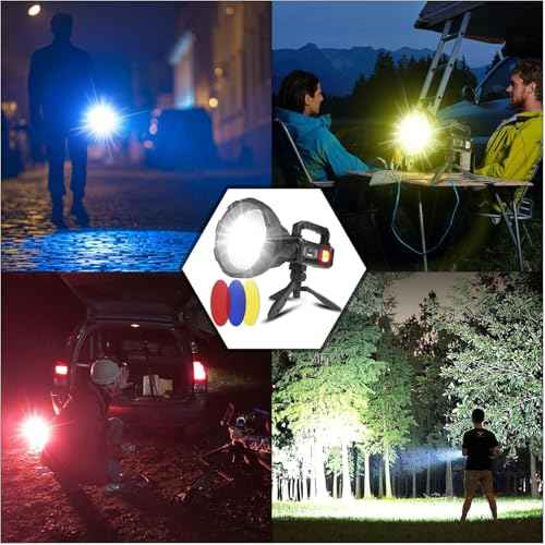 Foleto Rechargeable Spotlight Flashlights High Lumens, 2500 Lumens Super Bright LED Searchlight Flashlight IPX5 Waterproof 4 Modes Handheld Spotlight for Camping, Hiking,Fishing (XXL Large)