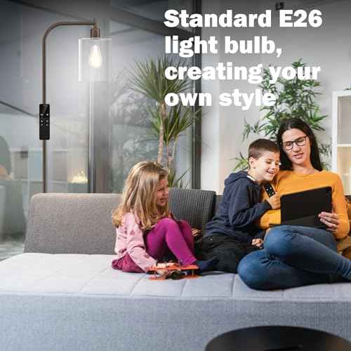 Industrial Floor Lamp with Glass Shade, Modern Dimmable Floor lamp with Remote LED Bulbs, Tall Lamp for Living Room Corner, Bedroom, Office (Bronze)