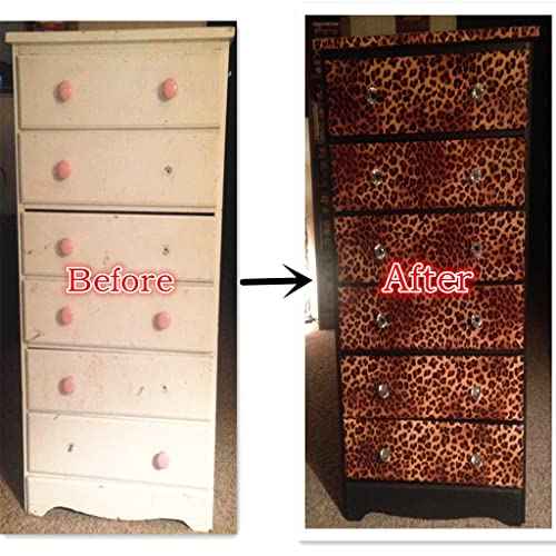 Peel and Stick Leopard Wallpaper,Removable Leopard Contact Paper for Cabinet Dresser Shelf Liner, Wall Decor (17.72in x 118in, Leopard Pattern)