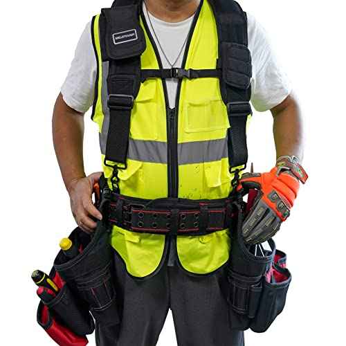 MELOTOUGH Padded work belt Comfortable Tool Belt with D rings£¬Heavy Duty Work Belts with handle strap for electrical,construction,plumber,carpenter (XXL)