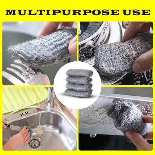 Wool Grade 0000 - Finest Grade - 16 Pads Multi-use for Cleaning, Rust Removal, Wood Buffing, Metal Finish, Furniture, Windows. 16 Pads