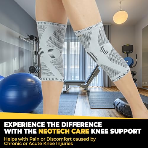 NeoTech Care Knee Support Brace - Breathable - Men, Women, Right or Left (Gray, Size S, 1 Pair)