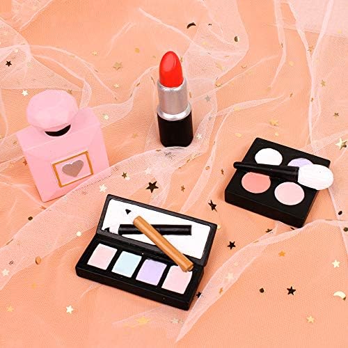 Ercadio 4Pcs Resin Make Up Cake Toppers 3D Cosmetics Lipstick Perfume Bottle Cake Picks for Makeup Birthday Cake Decors Bridal Shower Bachelorette Makeup Party Decorations Supplies