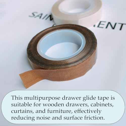 2-Rolls Drawer Slide Tapes, Low Friction Tape, Slippery Woven Glide Tape, 1/2Inch x 33Feet Wear-Resistant Sliding Tape for Reducing Drag and Noise,for Wood Dresser Drawer/Cabinet/Desk, Brown